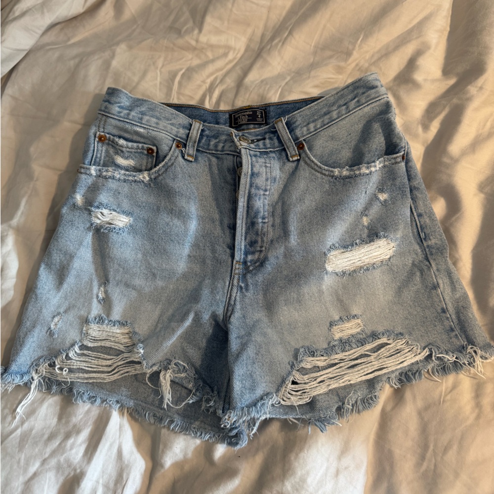 Abercrombie & Fitch Blue Jean Shorts Distressed Cut-Off